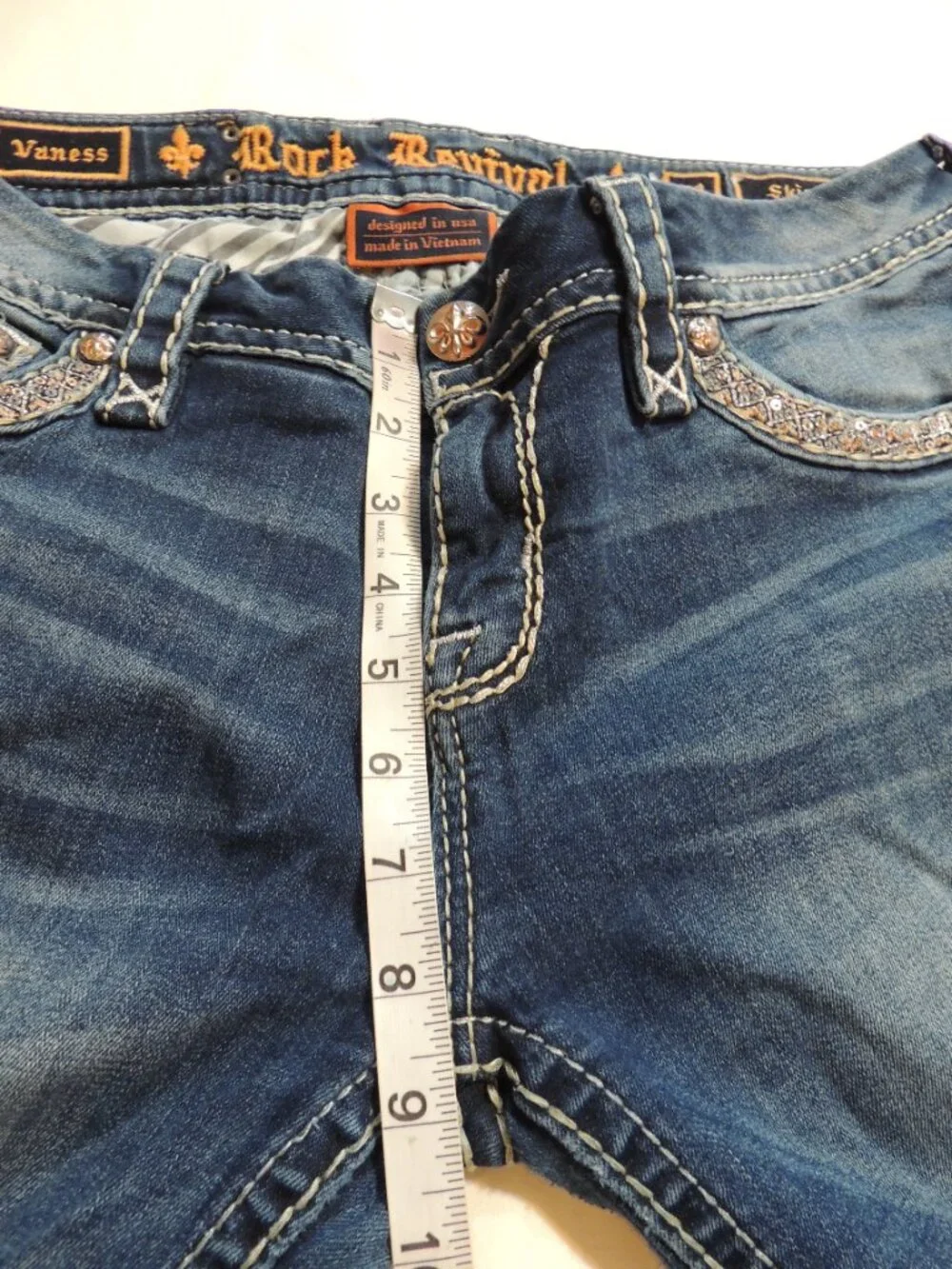 Rock Revival Vaness Skinny Jeans Woman 31 Pockets Blue Denim Jeans